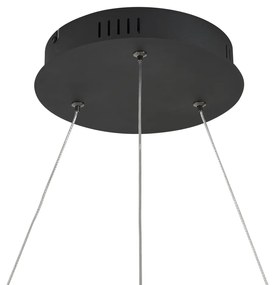 Lampada a sospensione di design nera 120 cm con LED dimmerabile a 3 livelli - Anello
