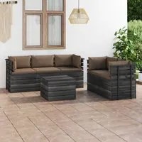 Set Divani da Giardino su Pallet 6 pz con Cuscini Massello Pino 3061895