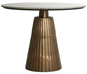 Tavolo da pranzo rotondo in bronzo e colore naturale con piano in marmo ø 100 cm Rianne - Light & Living