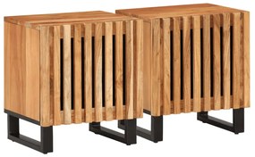 Comodini 2pz 40x34x46 cm in legno massello di acacia