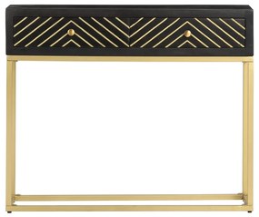 Tavolo consolle nero e oro 90x30x75cm legno massello di mango