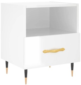 Comodini 2 pz Bianco Lucido 40x35x47,5 cm in Legno Multistrato