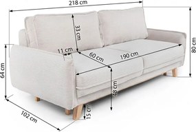 Divano letto in velluto a coste turchese 218 cm Tori - Bonami Selection