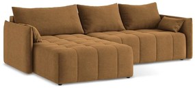 Divano angolare color terracotta allungabile/con contenitore (con penisola a sinistra/con chaise lounge) Moku – Makamii