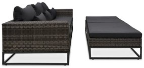 Set divani da giardino 5 pz con cuscini in polyrattan grigio