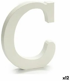 Lettera C Legno Bianco (1,8 x 21 x 17 cm) (12 Unità)