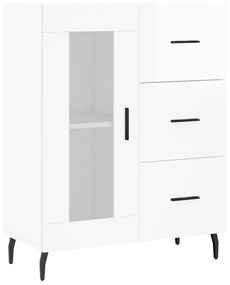 Credenza Bianco Lucido 69,5x34x180 cm in Legno Multistrato