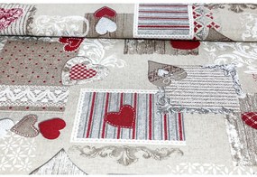 Tessuto al metro - tela - patchwork con cuori rossi