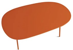 Tavolino con piano sagomato in legno Ruggine e base in metallo - FLUX Large