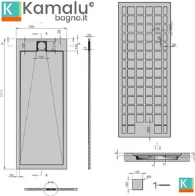 Piatto doccia in resina 70x170 effetto pietra | KR1000 - KAMALU