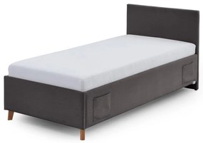 Letto da bambini color antracite imbottito con contenitore con rete inclusa 90x200 cm Cool – Meise Möbel