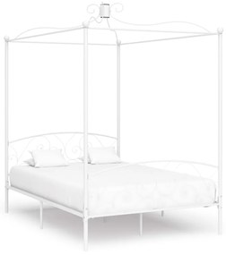 Letto a baldacchino bianco in metallo 120x200 cm