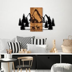 Decorazione da muro 88x57 cm montagne legno/metallo