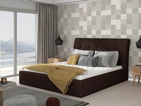 Letto matrimoniale con box contenitore Salonicco - 160 x 200 cm , Tessuto marrone