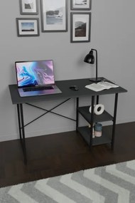 Scrivania Stile Industrial 120x60x72 Con Ripiani Laterali Adam Antracite