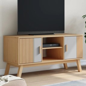 Mobile Tv Olden Grigio E Marrone 114x43x57 Cm Massello Di Pino /
