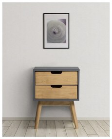 Comodino grigio-marrone in legno di pino massiccio Baku - Marckeric