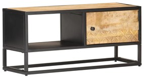 Mobile Porta Tv Con Anta Intagliata 90x30x40 Cm İn Mango Grezzo /
