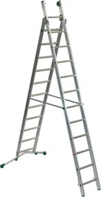 Scala a sfilo FACAL Super Prima in alluminio 2 rampe da 12 gradini portata massima 150 kg EN 131 per lavori fino a 7.2 m
