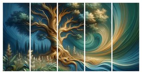 Quadri 5 pezzi – Albero della vita nel vortice dell’energia