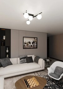 Lampadario da Soffitto in Acciaio e Vetro SMART 4 Nero 4xE14