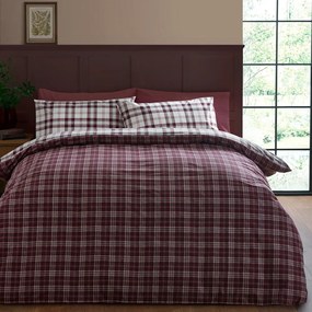 Set copripiumino e federa burgundy per letto matrimoniale 200x200 cm Kelso Check – Catherine Lansfield