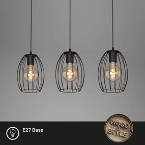 Brilo - Lampadario a sospensione con filo WAKTU 3xE27/60W/230V albero di caucciù
