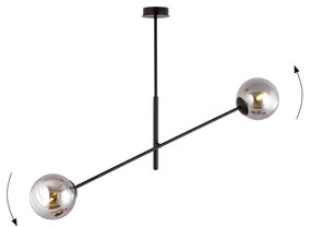 Lampadario da Soffitto in Acciaio e Vetro LINEAR 2 Nero 2xE14