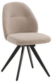 Set di sedie girevoli ZENNENDAL in tessuto beige e gambe in metallo nero