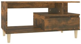 Tavolino da salotto rovere fumo 90x49x45 cm legno multistrato