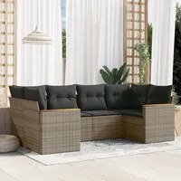 Set Divano da Giardino 6 pz con Cuscini Grigio in Polyrattan 3258665