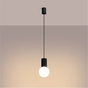 Lampadario nero con paralume in vetro ø 12 cm Orbital – Sollux