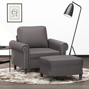 Poltrona Con Poggiapiedi Grigio 60 Cm İn Similpelle /