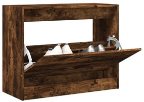 Scarpiera Rovere Fumo 80x34x63 Cm İn Legno Multistrato /