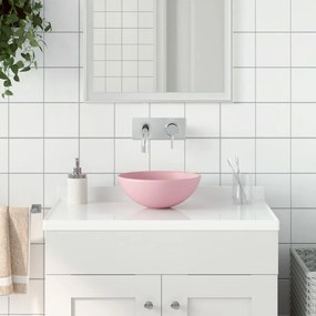 Lavandino Da Bagno İn Ceramica Rosa Opaco Rotondo /