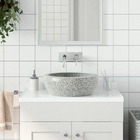 Lavabo Da Appoggio Grigio Rotondo ?41x14 Cm Ceramica /