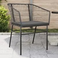 Sedie da Giardino con Cuscini 2 pz Nere in Polyrattan 369100