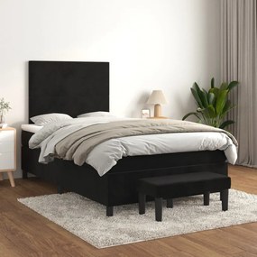 Giroletto A Molle Con Materasso Nero 120x200 Cm İn Velluto /