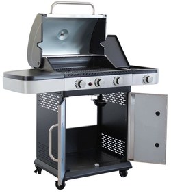 PIROS - barbecue a gas 3 fuochi + 1 esterno in acciaio inox