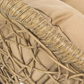 Poltrona sospesa legno naturale con cuscini e struttura in ferro Amirantes Bizzotto