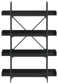 Libreria a 4 ripiani nera 100x33x145,5 cm in legno multistrato