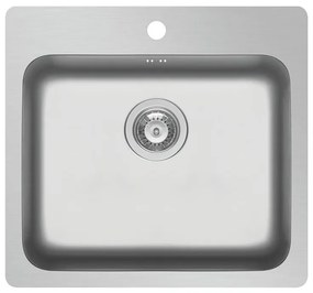 Lavello integrato 1 vasca DELINIA Zeria inox L 52 x L 56 cm argento