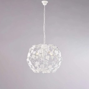 Bonetti Illumina Lampadario in ferro laccato bianco con decorazione shabby chic e strass in cristallo 3 luci