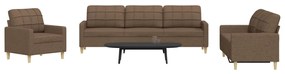 Set Di Divani 3 Pz Marrone İn Tessuto /