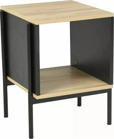 Tavolino Karina B in MDF rovere e metallo nero – 40x40x51 cm