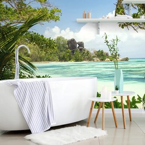 Carta da parati autoadesiva – Spiaggia meravigliosa sull'isola di La Digue