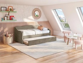 Letto divano a scomparsa 2 x 90 x 190 cm Velluto Beige - LENVIA