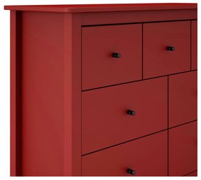 Cassettiera bassa rossa in legno di pino 110x80 cm Misti - Marckeric