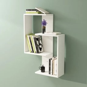 Libreria Sospesa 4 Mensole 60x20x90 Design Moderno Alain Bianca