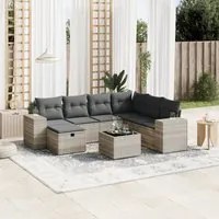 Set Divano da Giardino 8pz con Cuscini Grigio Chiaro Polyrattan 3264468